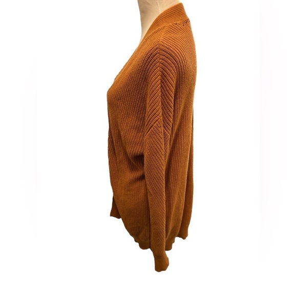 BP. Cozy Long Knit Sweater Cardigan Duster Womens Medium Orange Rust Fall Winter - Picture 4 of 8